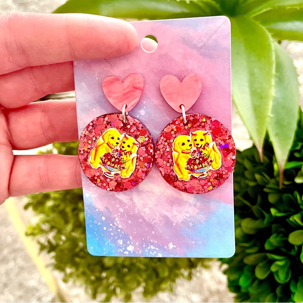 Dog Acrylic Earrings - Picture 2 of 4